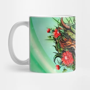 Wonderful colorful dragon head with flowers Mug